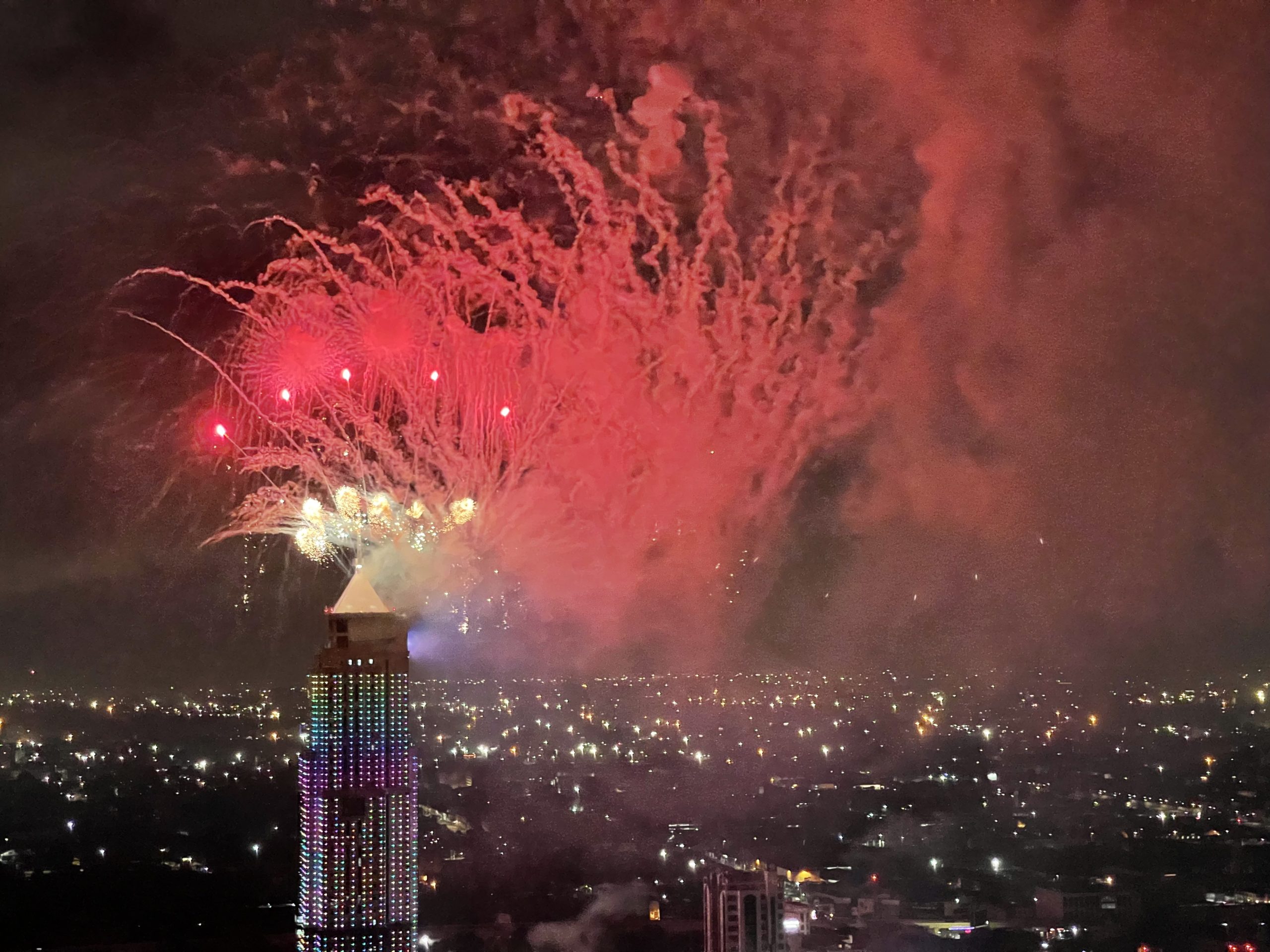 The year 2022 is ushered in with fireworks stop the Acropolis in Athens