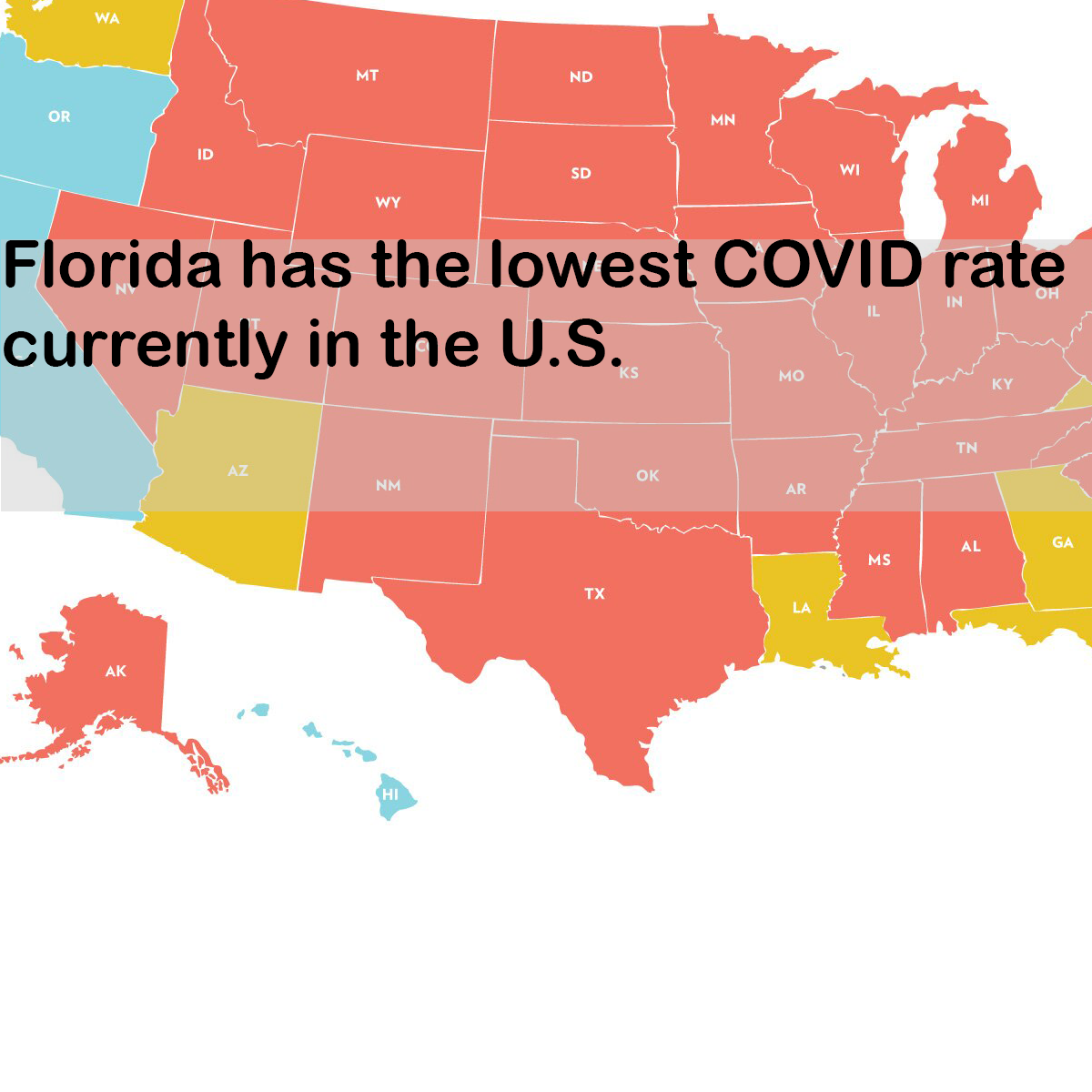 Florida has the lowest COVID rate currently in the U.S.