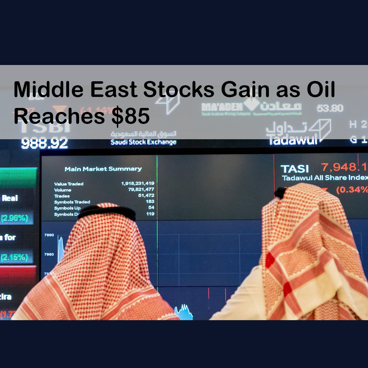 Middle East Stocks Gain as Oil Reaches $85