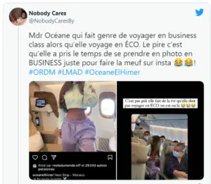 Instagram model Oceane El Himer mocked for pretending to fly business while  in economy - WHYD