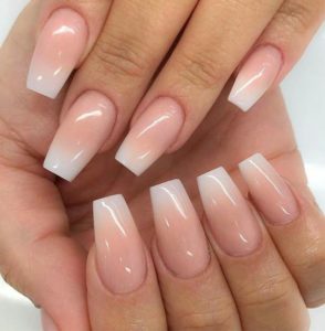 Pink and white ombre nails